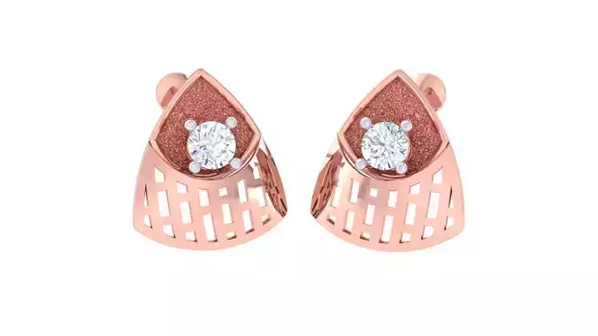 Women solitaire studs mesh Earrings 3dm stl 3mf obj glb gltf mtl
