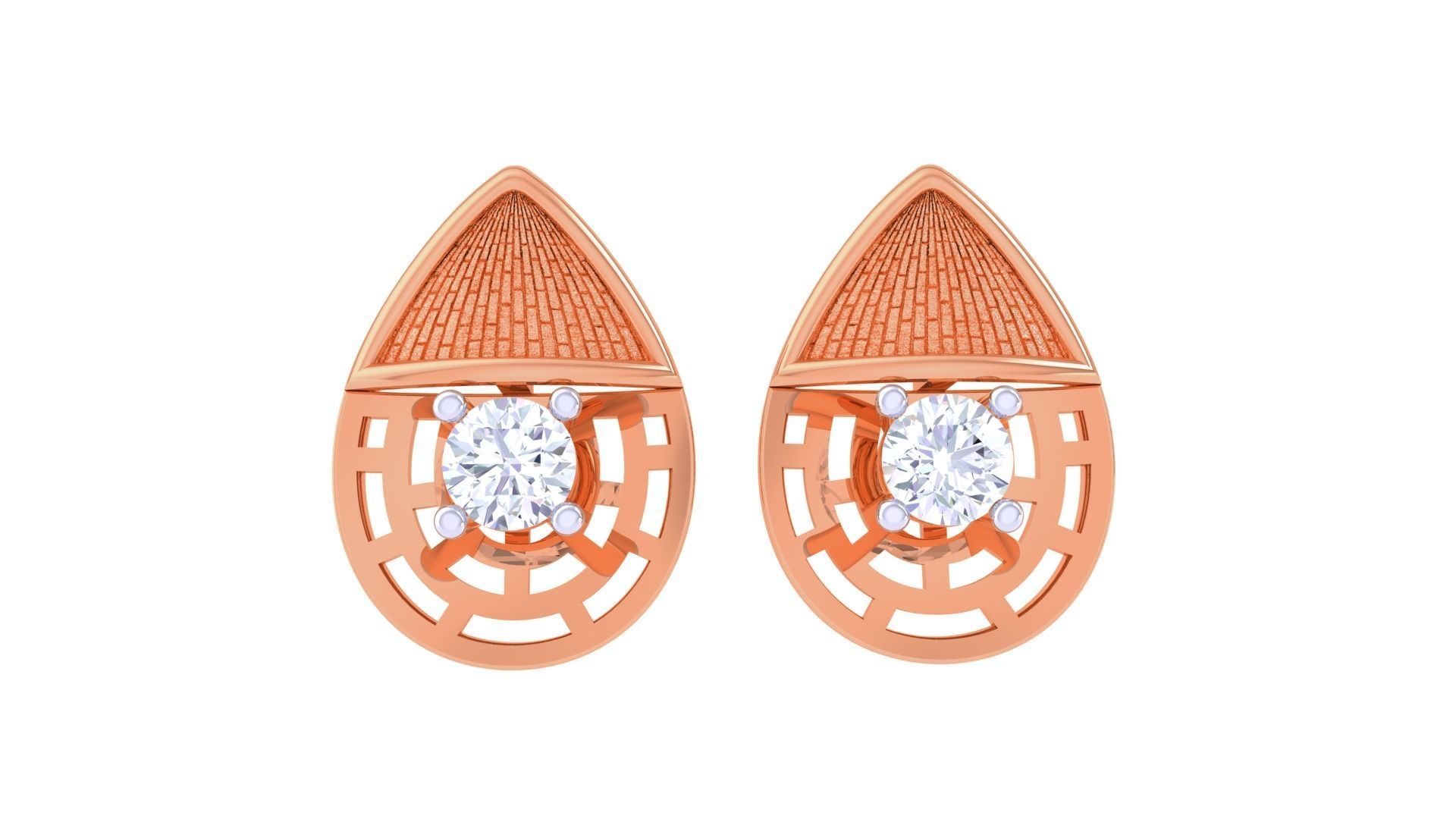 Women solitaire studs mesh Earrings 3dm stl 3mf obj glb gltf mtl 3D print model_8