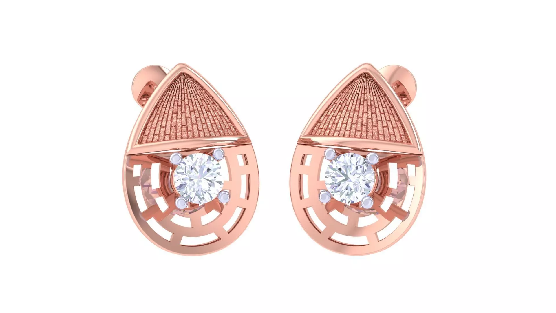 Women solitaire studs mesh Earrings 3dm stl 3mf obj glb gltf mtl 3D print model_0