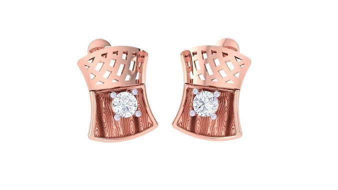 Women solitaire studs mesh Earrings 3dm stl 3mf obj glb gltf mtl 3D print model