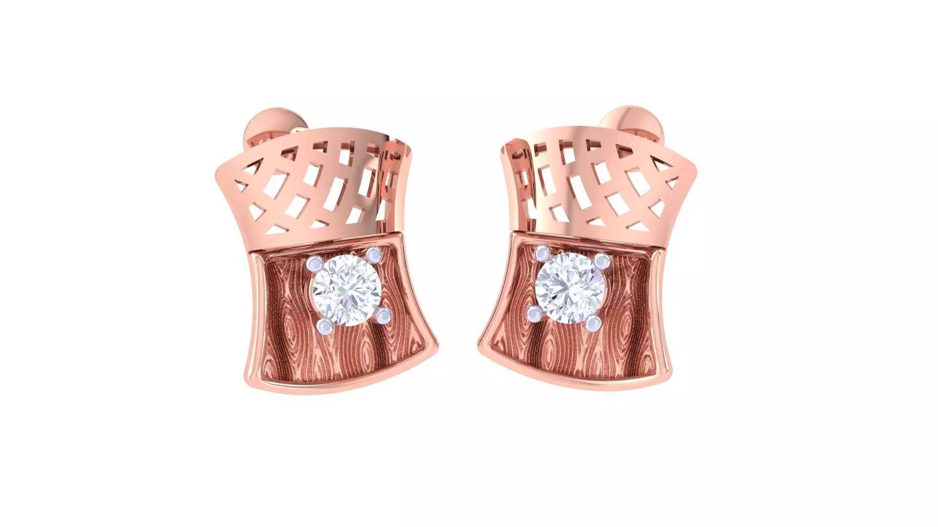 Women solitaire studs mesh Earrings 3dm stl 3mf obj glb gltf mtl 3D print model_0