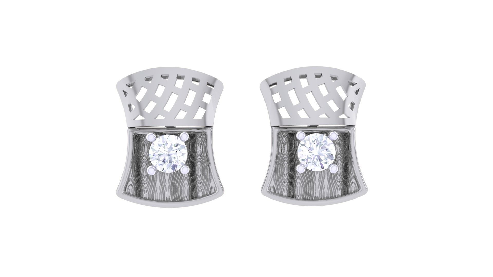 Women solitaire studs mesh Earrings 3dm stl 3mf obj glb gltf mtl 3D print model_8