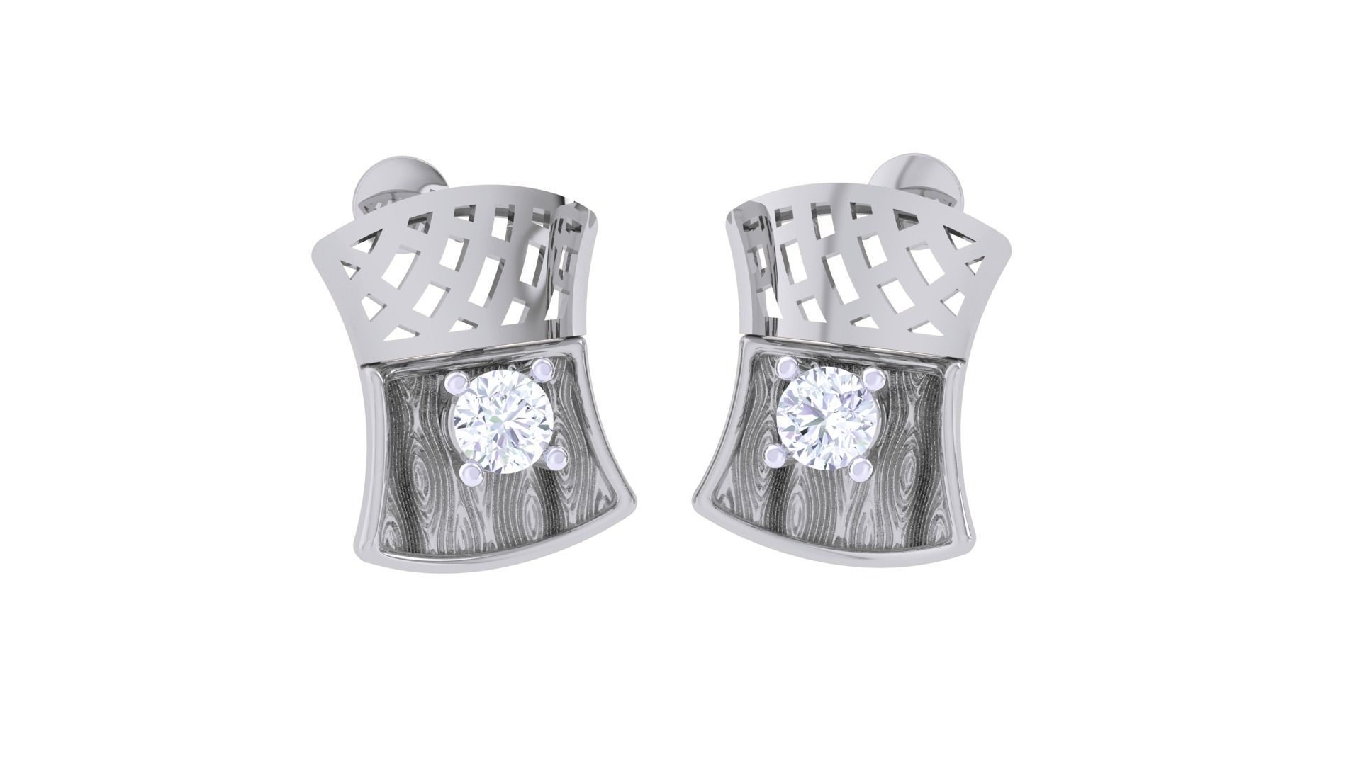 Women solitaire studs mesh Earrings 3dm stl 3mf obj glb gltf mtl 3D print model_5