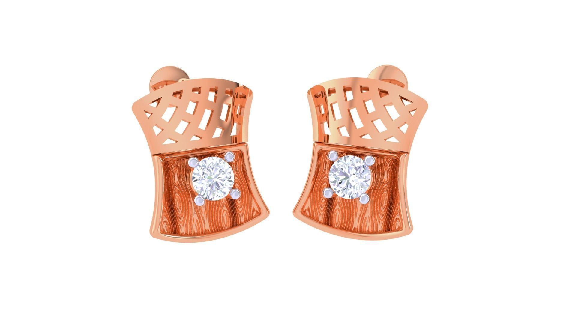 Women solitaire studs mesh Earrings 3dm stl 3mf obj glb gltf mtl 3D print model_6