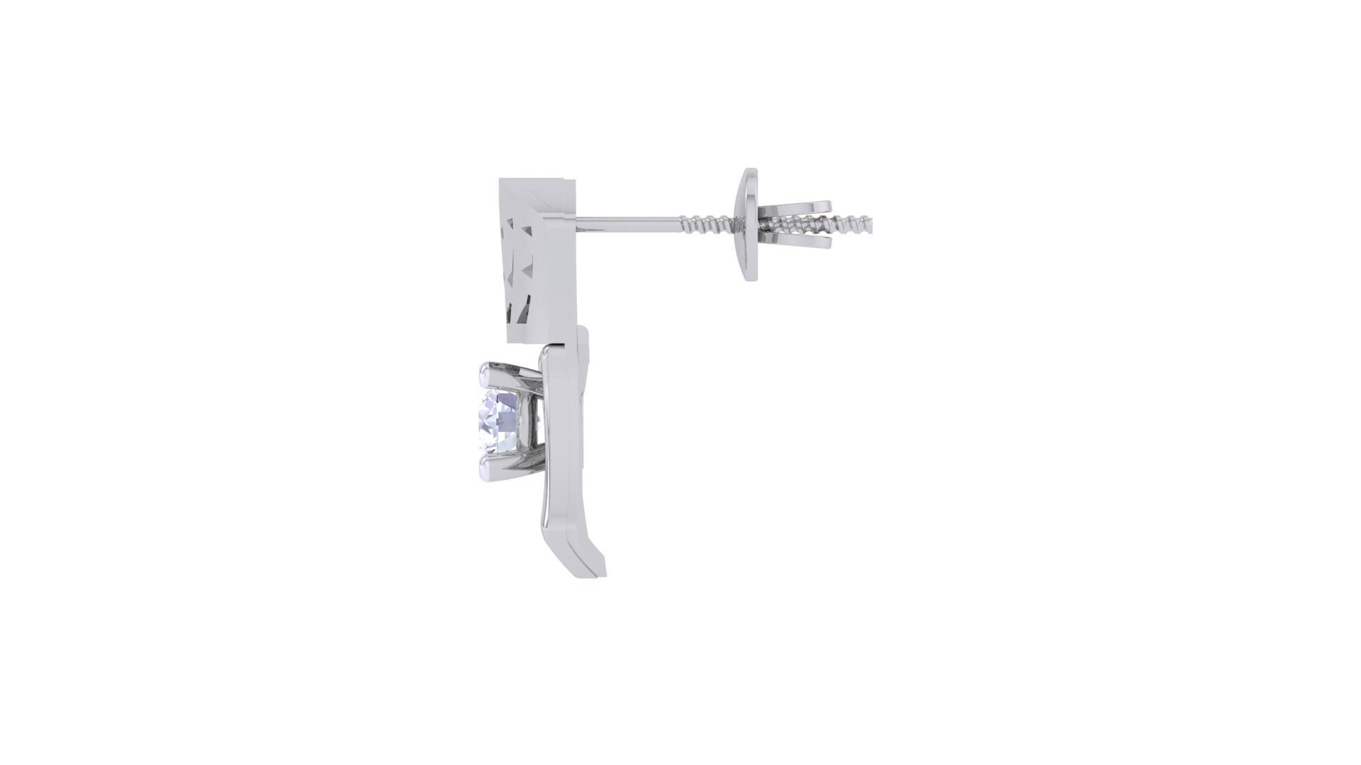 Women solitaire studs mesh Earrings 3dm stl 3mf obj glb gltf mtl 3D print model_12