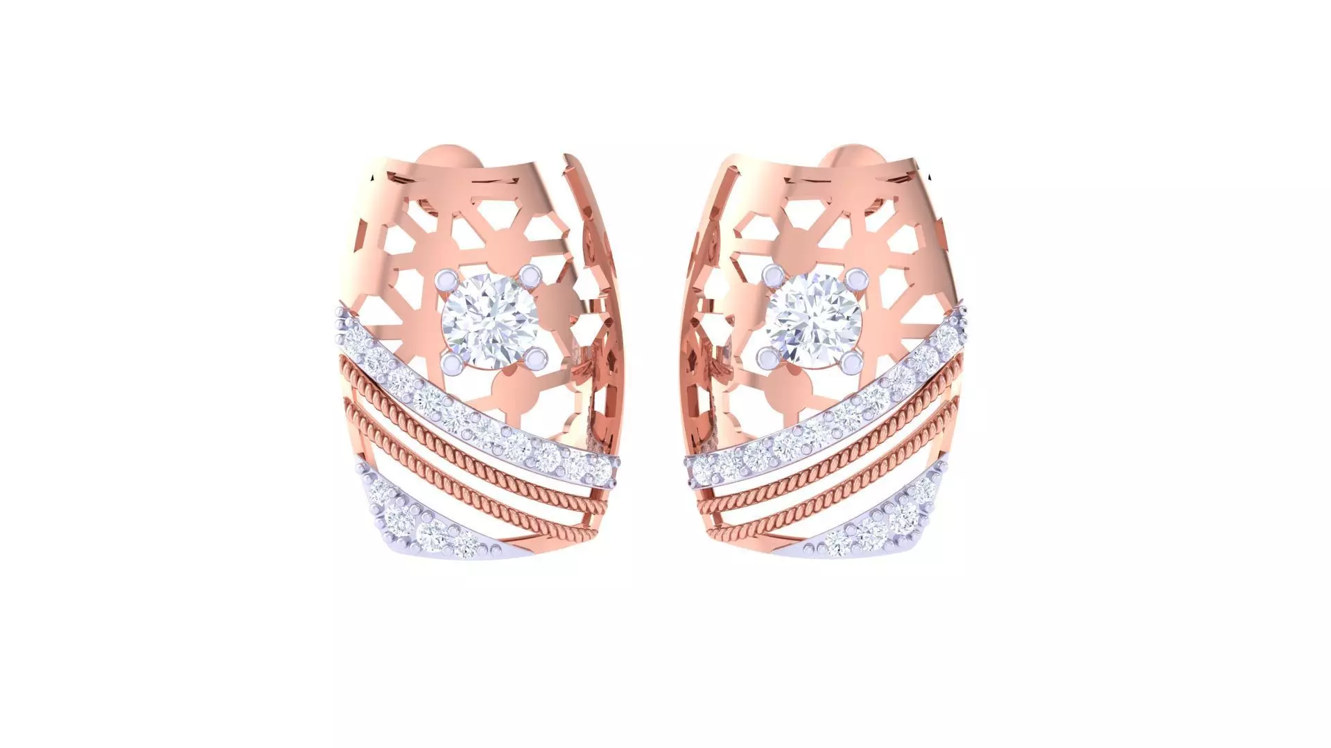 Women solitaire studs mesh Earrings 3dm stl 3mf obj glb gltf mtl 3D print model_0