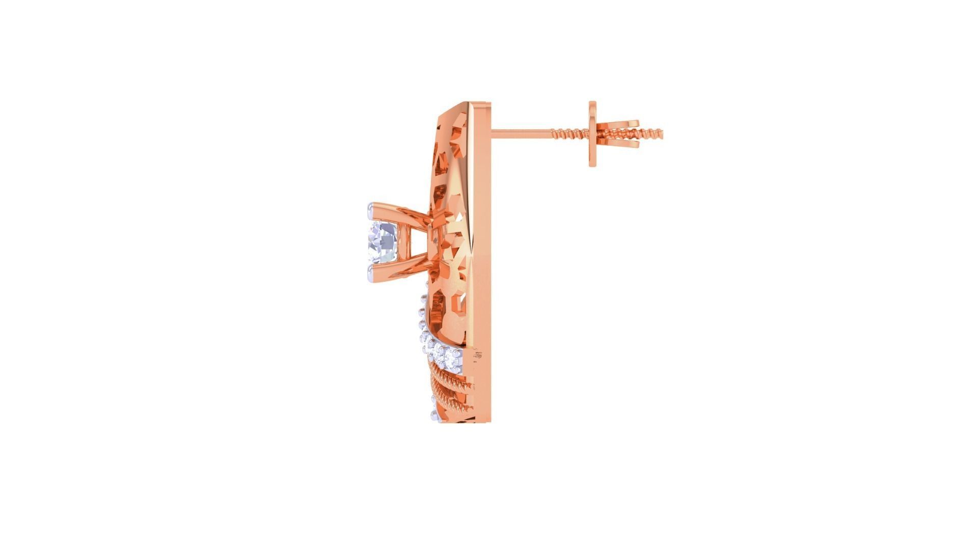 Women solitaire studs mesh Earrings 3dm stl 3mf obj glb gltf mtl 3D print model_11