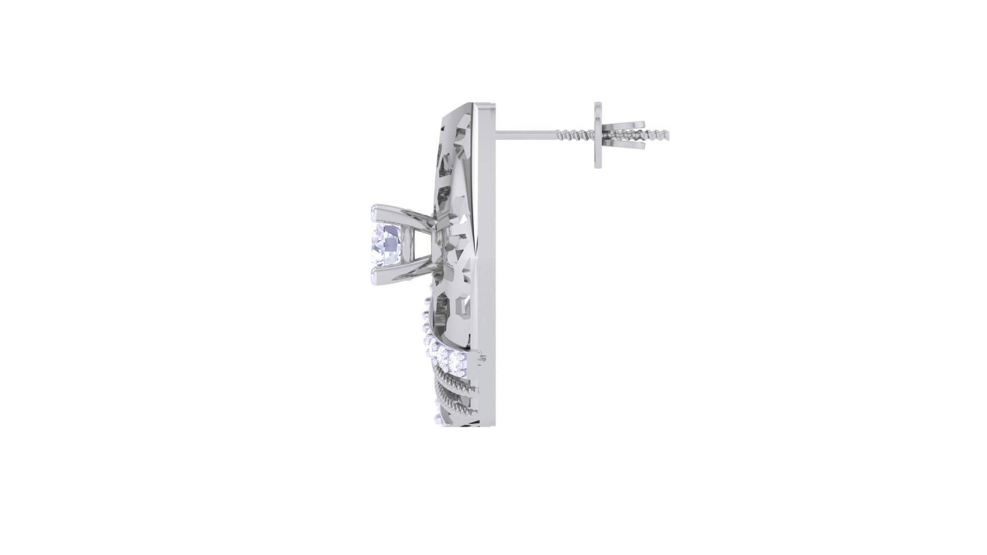 Women solitaire studs mesh Earrings 3dm stl 3mf obj glb gltf mtl 3D print model_12