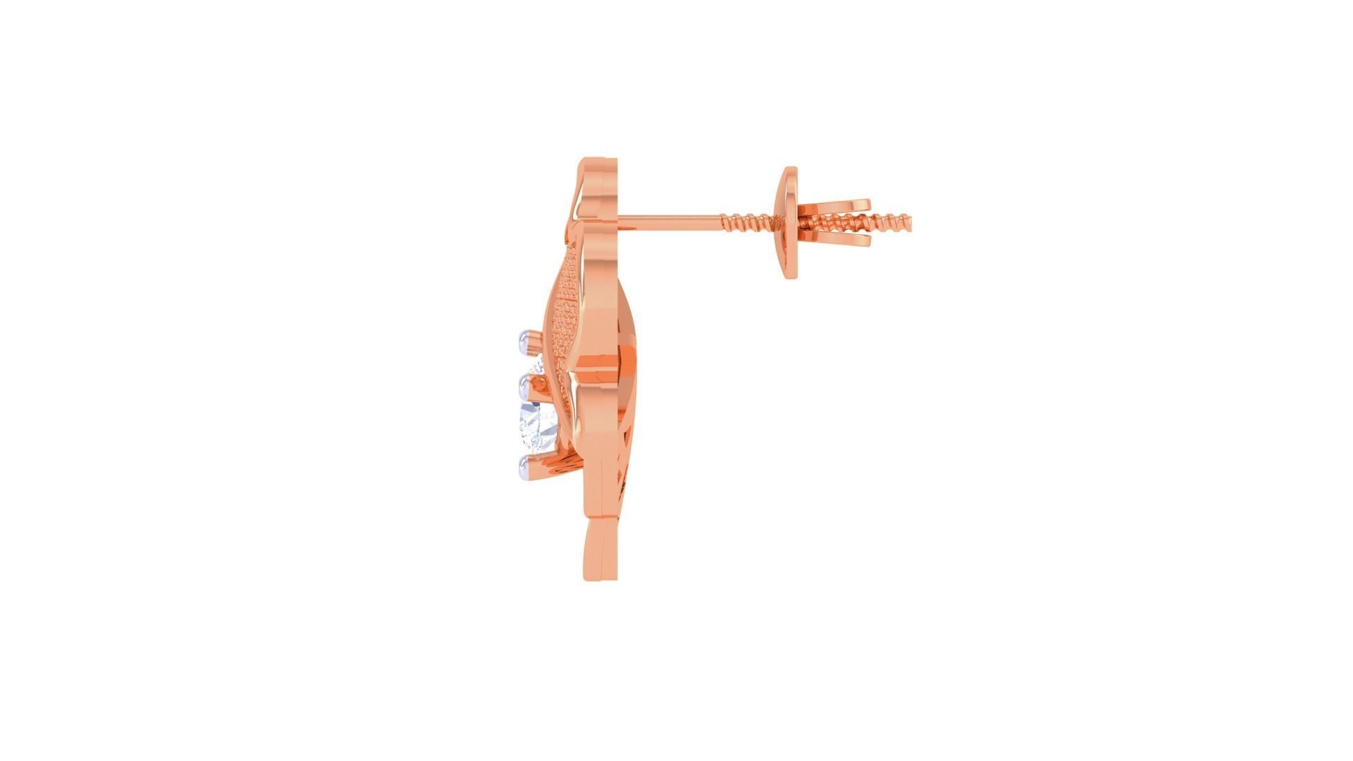 Women solitaire studs mesh Earrings 3dm stl 3mf obj glb gltf mtl 3D print model_12