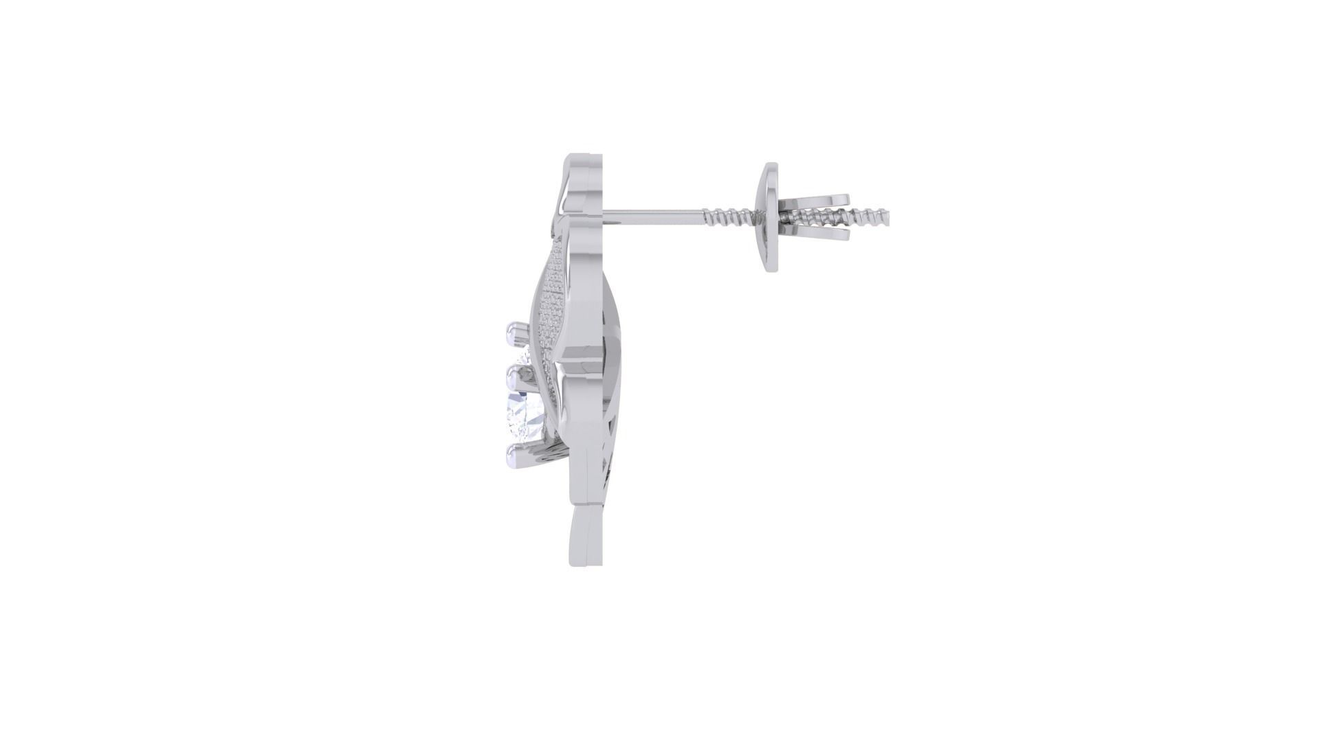 Women solitaire studs mesh Earrings 3dm stl 3mf obj glb gltf mtl 3D print model_11