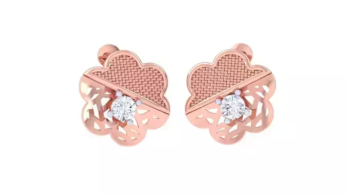 Women solitaire studs mesh Earrings 3dm stl 3mf obj glb gltf mtl 3D print model