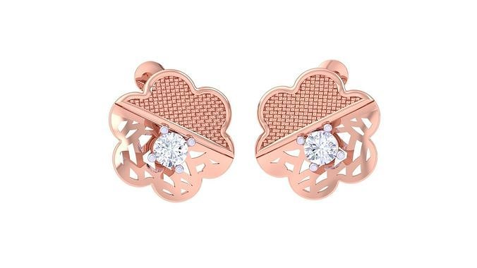 Women solitaire studs mesh Earrings 3dm stl 3mf obj glb gltf mtl 3D print model