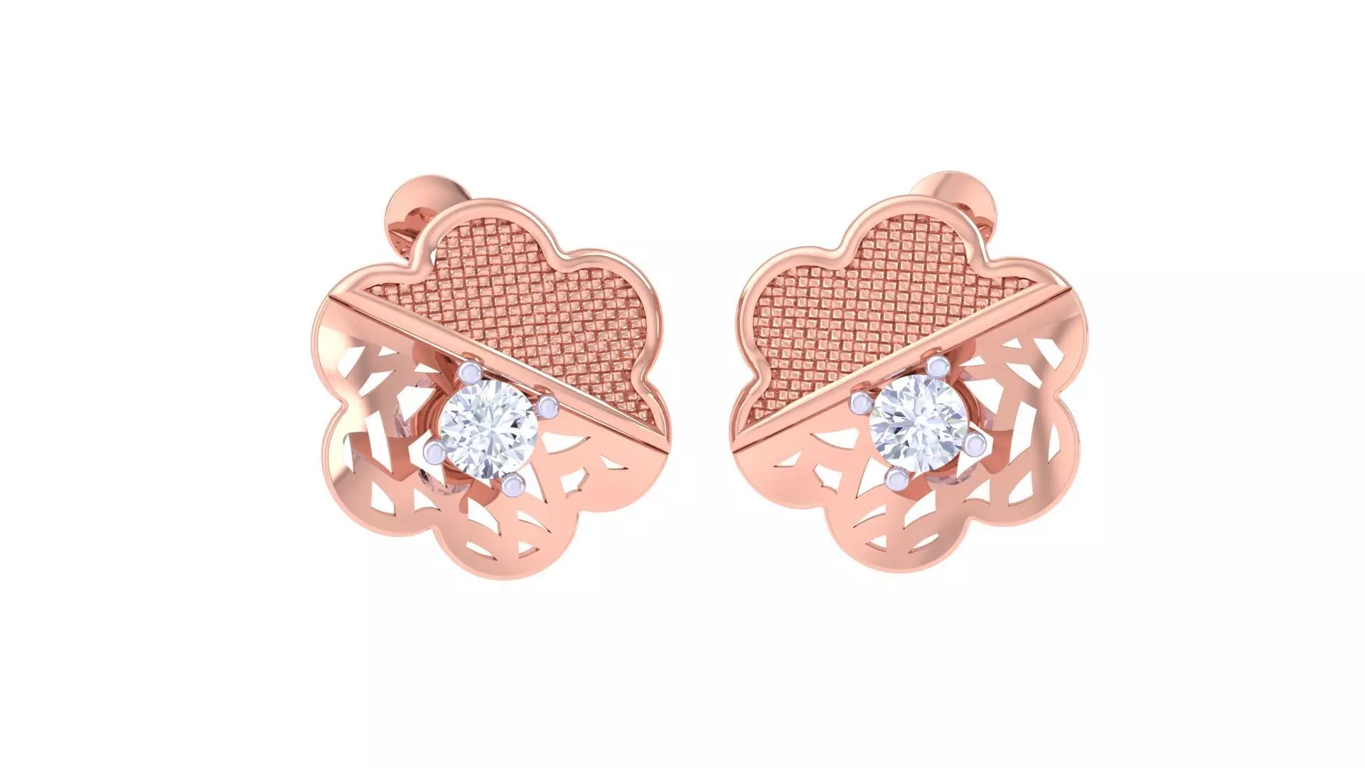 Women solitaire studs mesh Earrings 3dm stl 3mf obj glb gltf mtl 3D print model_0