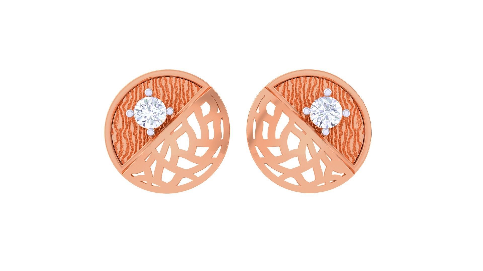 Women solitaire studs mesh Earrings 3dm stl 3mf obj glb gltf mtl 3D print model_7