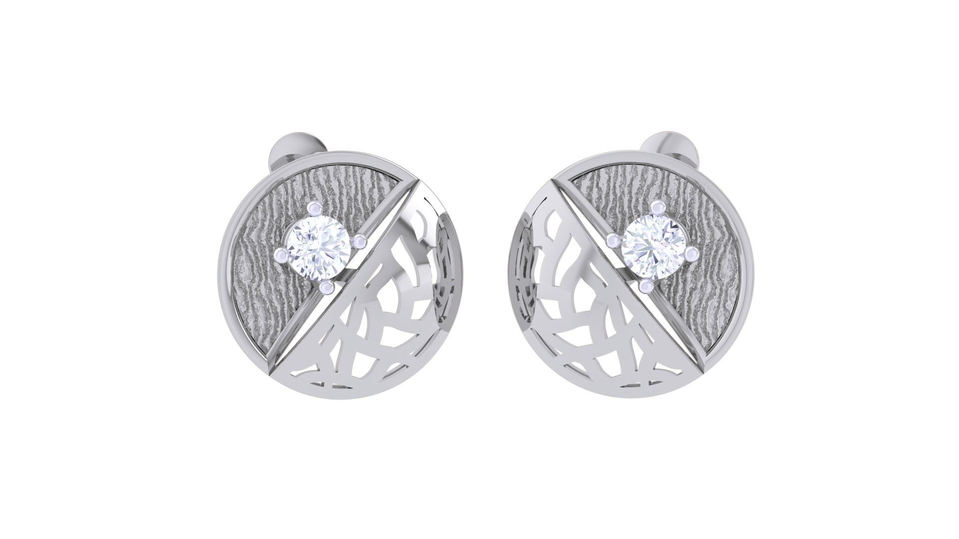 Women solitaire studs mesh Earrings 3dm stl 3mf obj glb gltf mtl 3D print model_6