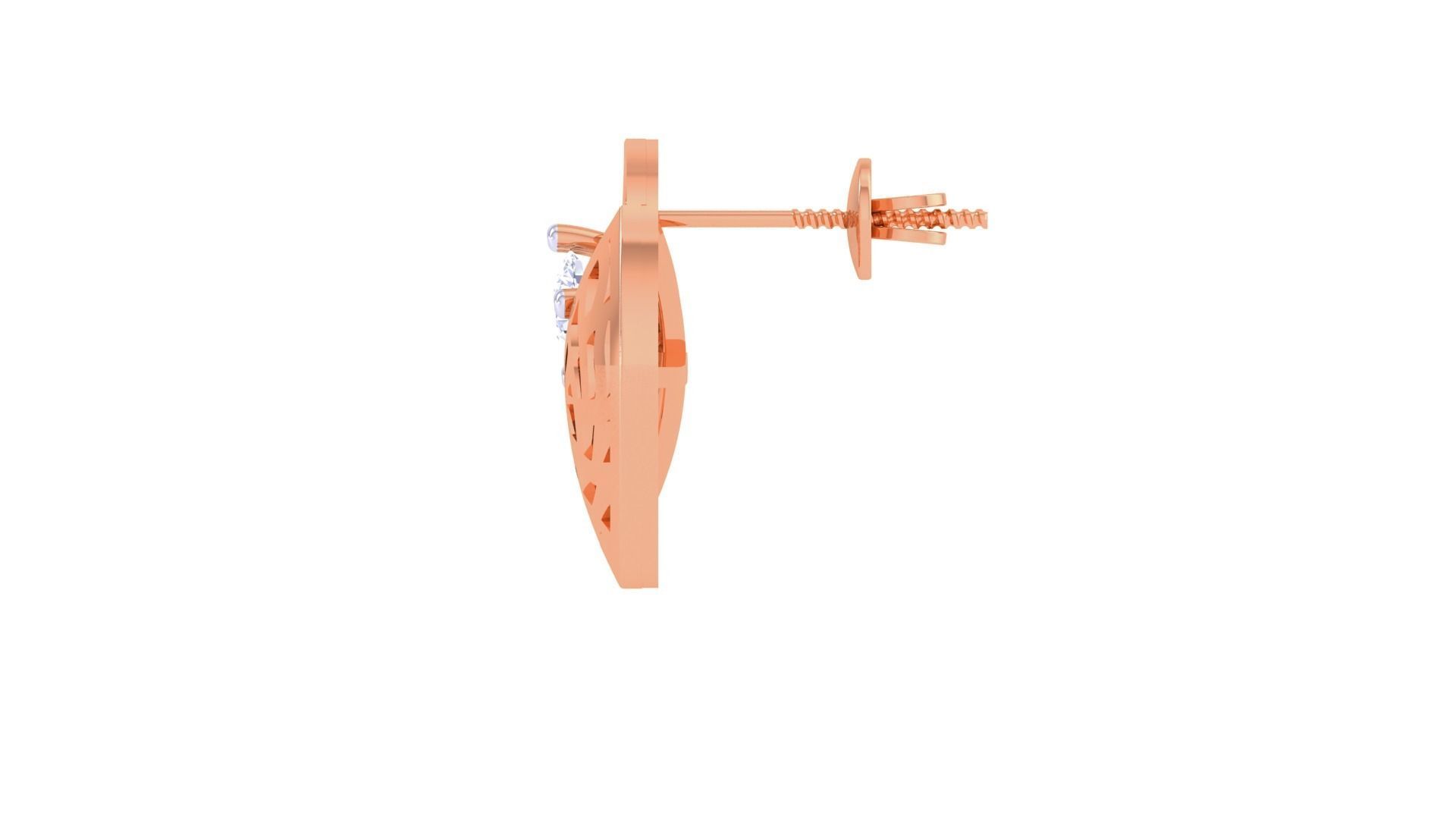 Women solitaire studs mesh Earrings 3dm stl 3mf obj glb gltf mtl 3D print model_11