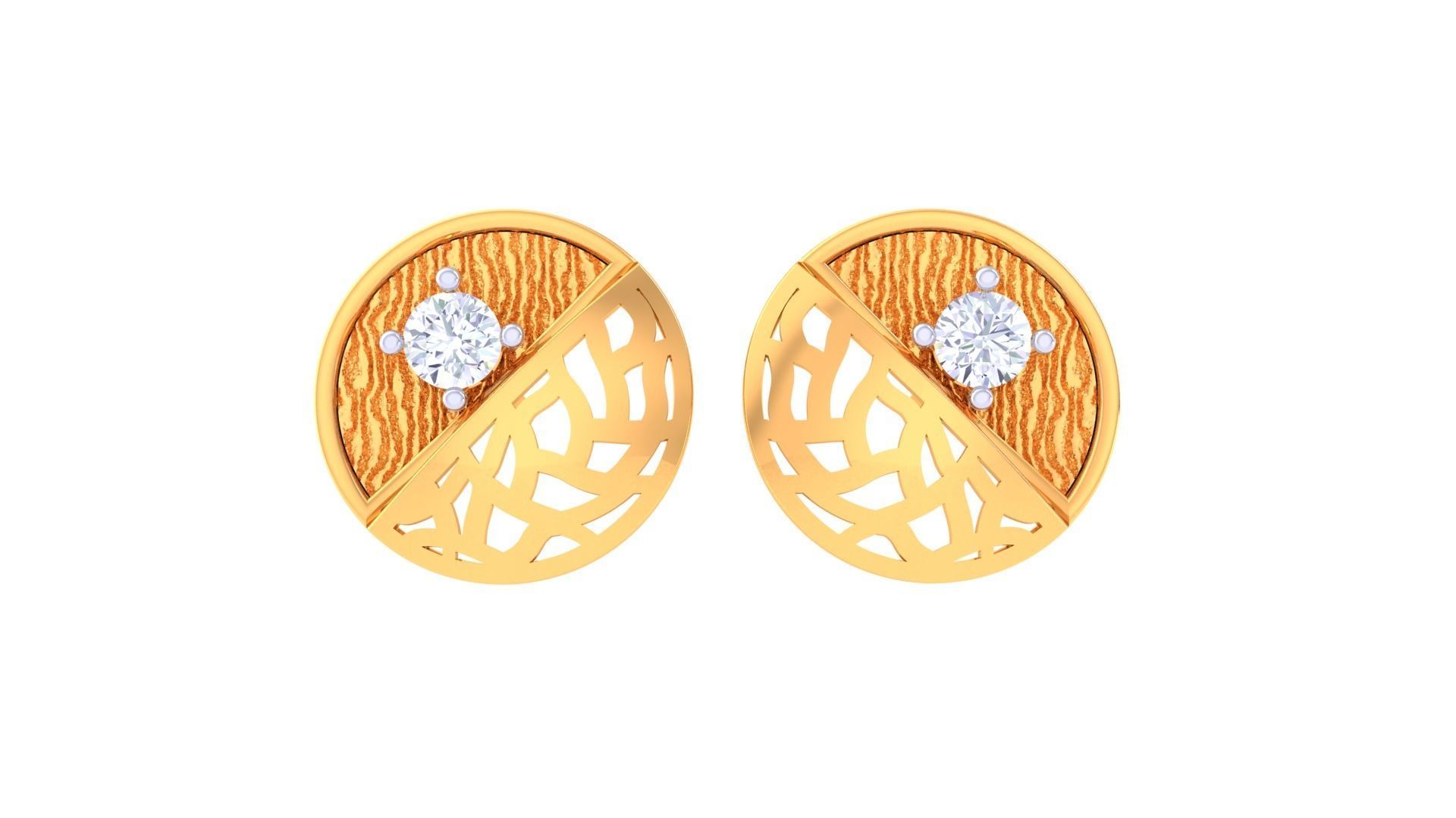 Women solitaire studs mesh Earrings 3dm stl 3mf obj glb gltf mtl 3D print model_9
