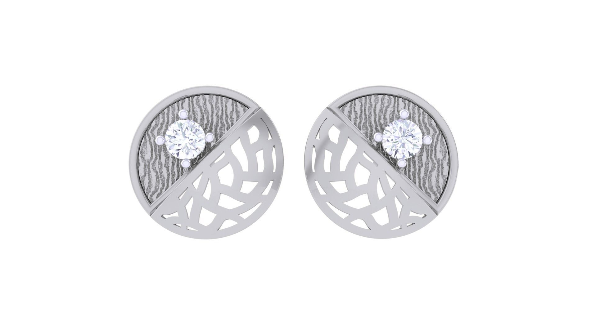Women solitaire studs mesh Earrings 3dm stl 3mf obj glb gltf mtl 3D print model_8