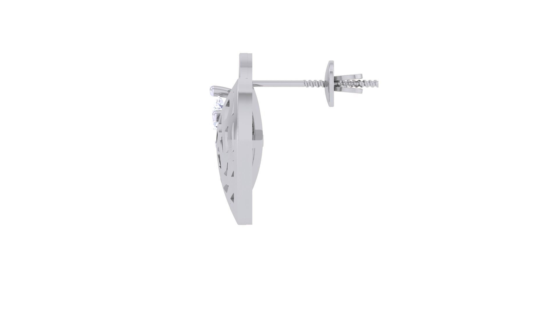 Women solitaire studs mesh Earrings 3dm stl 3mf obj glb gltf mtl 3D print model_10