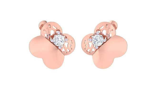 Women solitaire studs mesh Earrings 3dm stl 3mf obj glb gltf mtl 3D print model