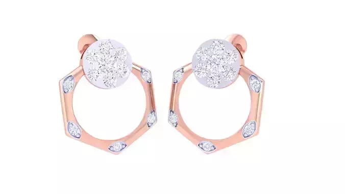 Women studs Earrings 3dm stl 3mf obj glb gltf mtl render detail