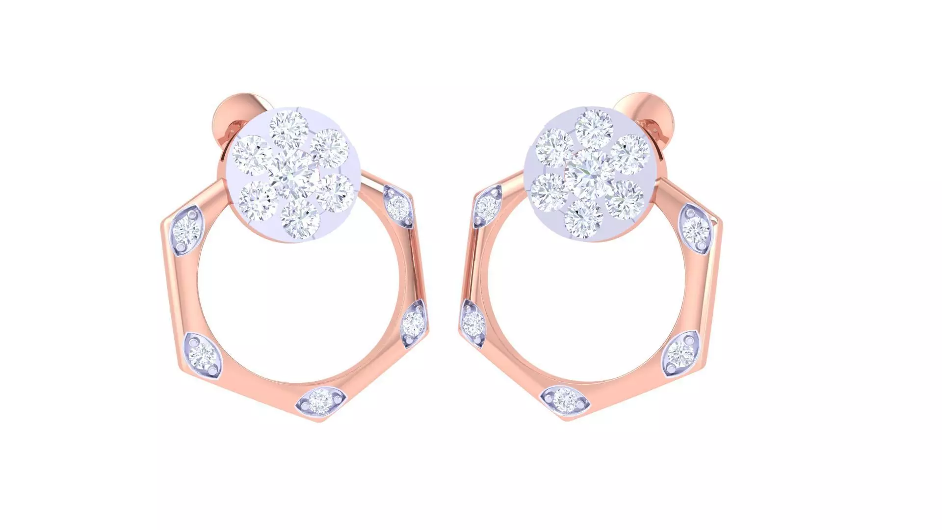 Women studs Earrings 3dm stl 3mf obj glb gltf mtl render detail 3D print model