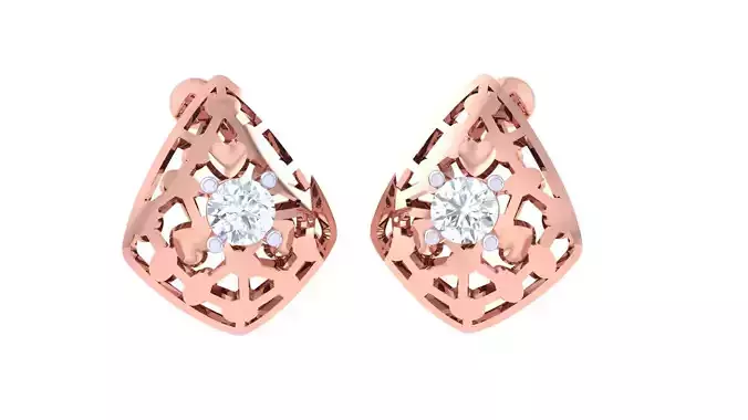 Women solitaire studs mesh Earrings 3dm stl 3mf obj glb gltf mtl 3D print model