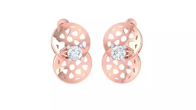 Women solitaire studs mesh Earrings 3dm stl 3mf obj glb gltf mtl 3D print model