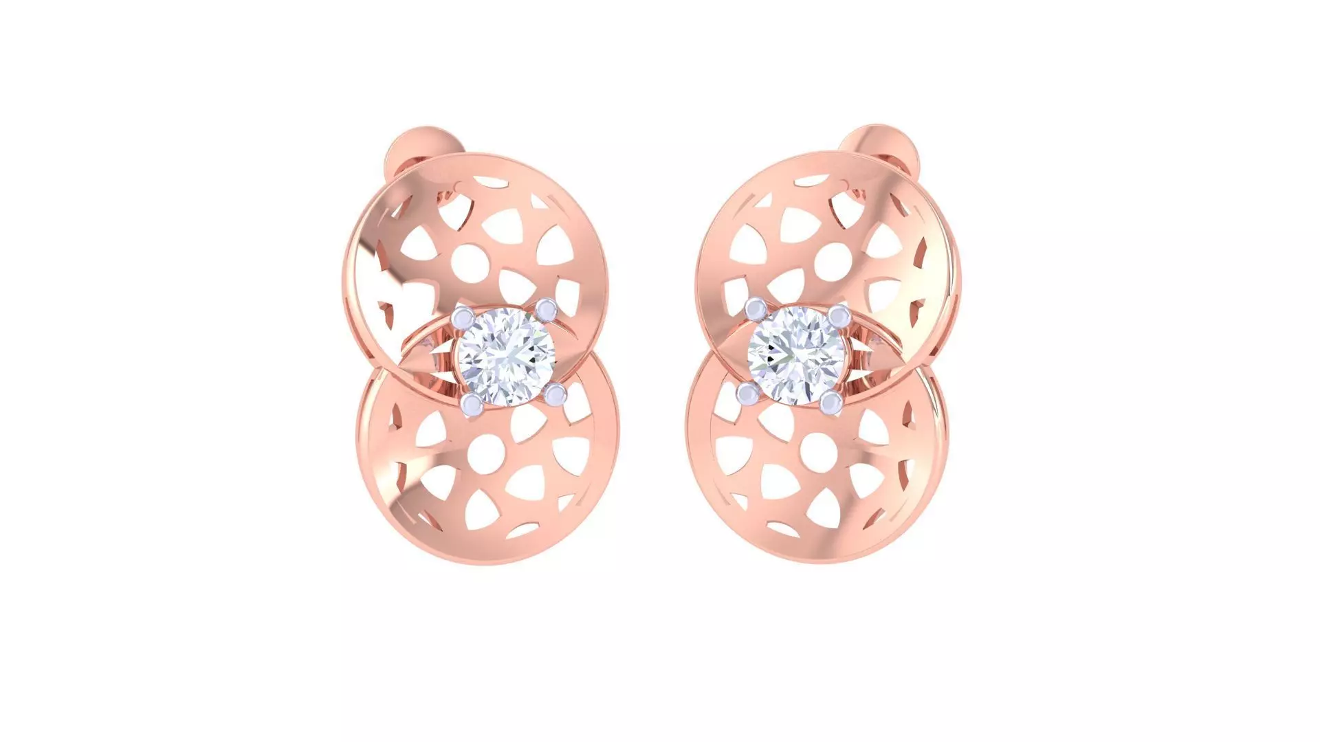 Women solitaire studs mesh Earrings 3dm stl 3mf obj glb gltf mtl 3D print model_0