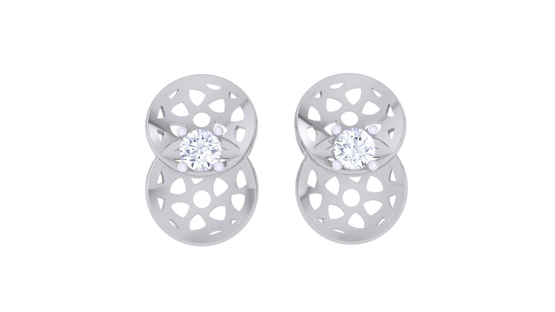 Women solitaire studs mesh Earrings 3dm stl 3mf obj glb gltf mtl 3D print model_9