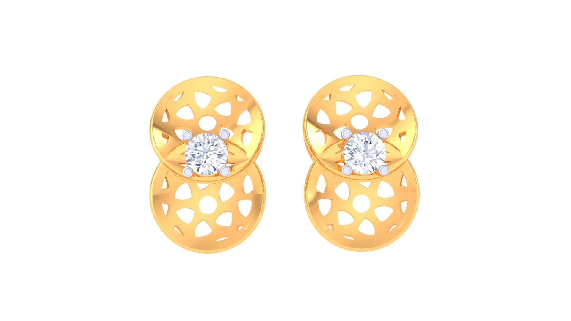 Women solitaire studs mesh Earrings 3dm stl 3mf obj glb gltf mtl 3D print model_7
