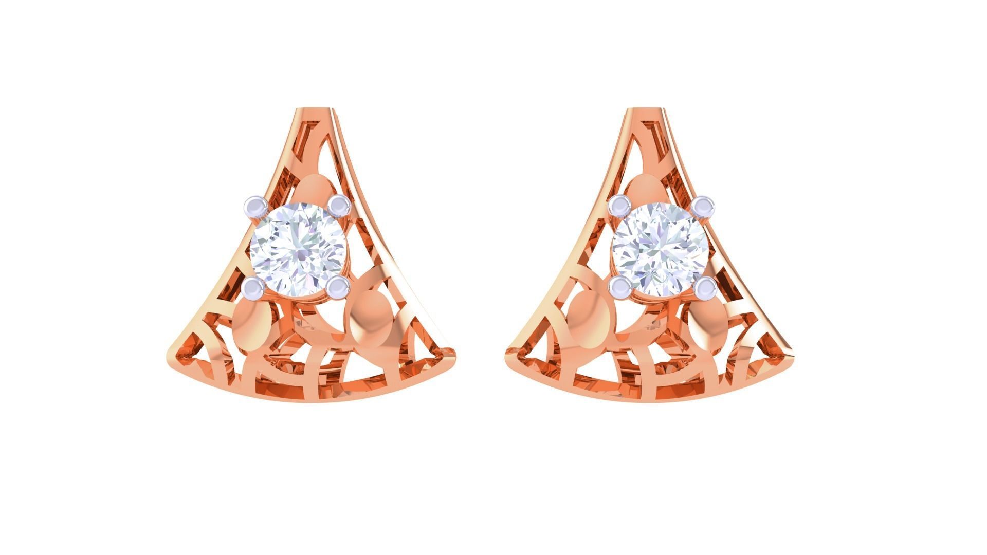 Women solitaire studs mesh Earrings 3dm stl 3mf obj glb gltf mtl 3D print model_8