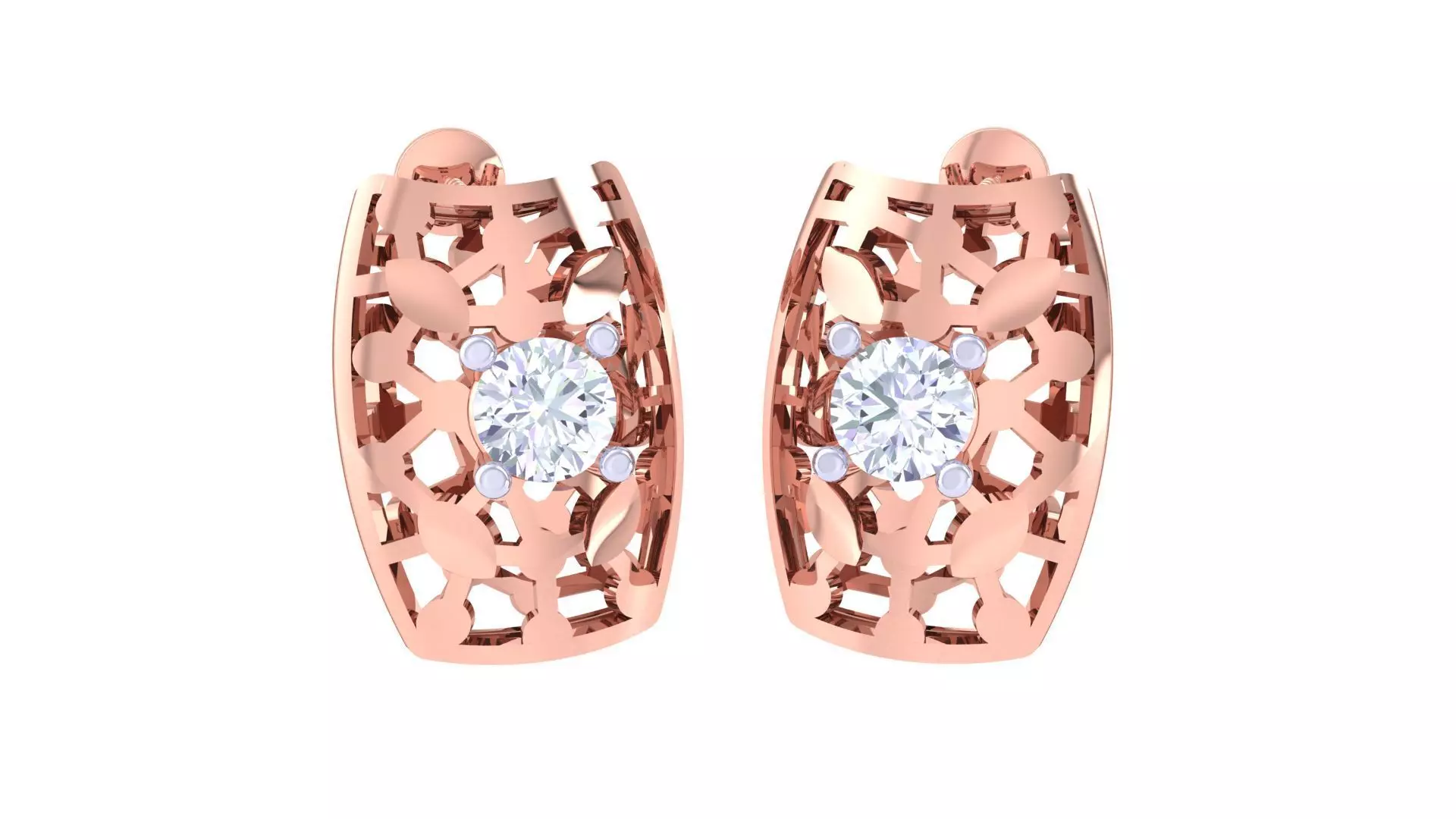 Women solitaire studs mesh Earrings 3dm stl 3mf obj glb gltf mtl 3D print model_0