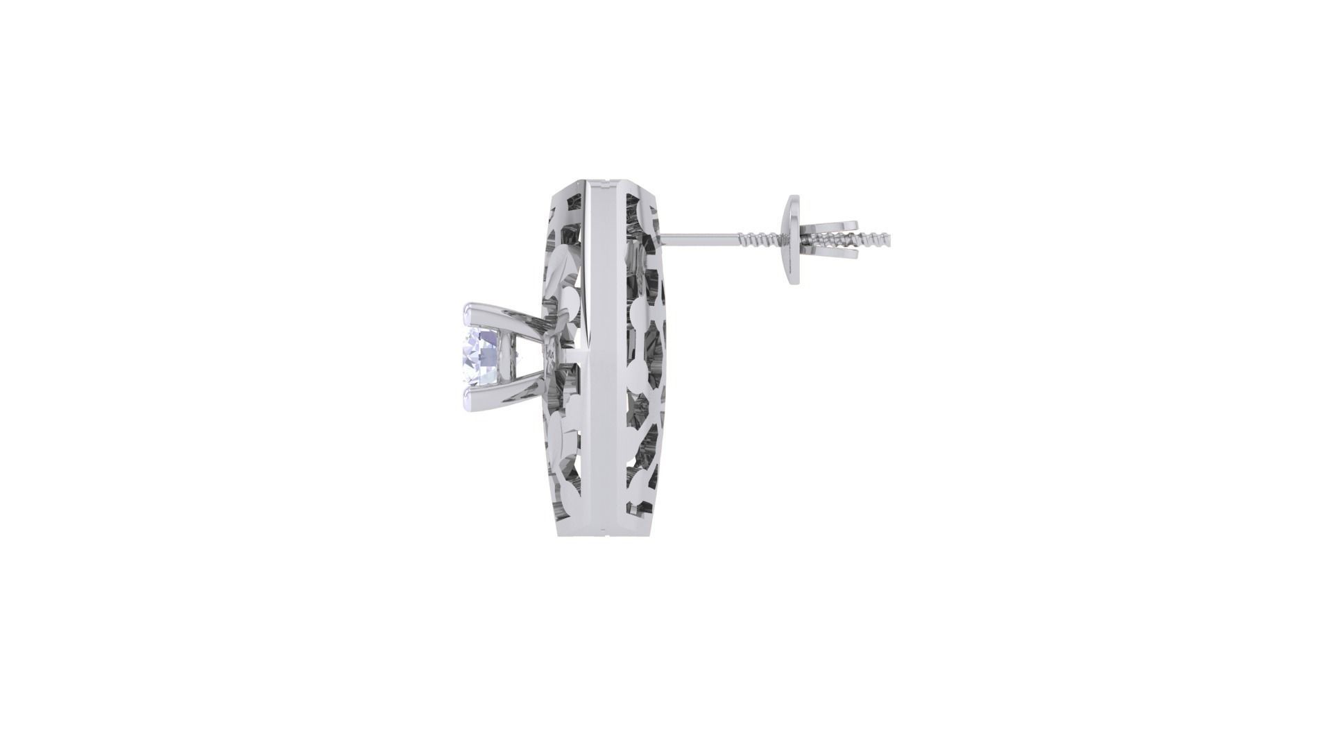 Women solitaire studs mesh Earrings 3dm stl 3mf obj glb gltf mtl 3D print model_12