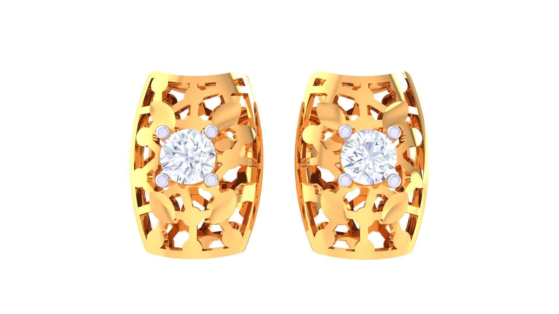 Women solitaire studs mesh Earrings 3dm stl 3mf obj glb gltf mtl 3D print model_7