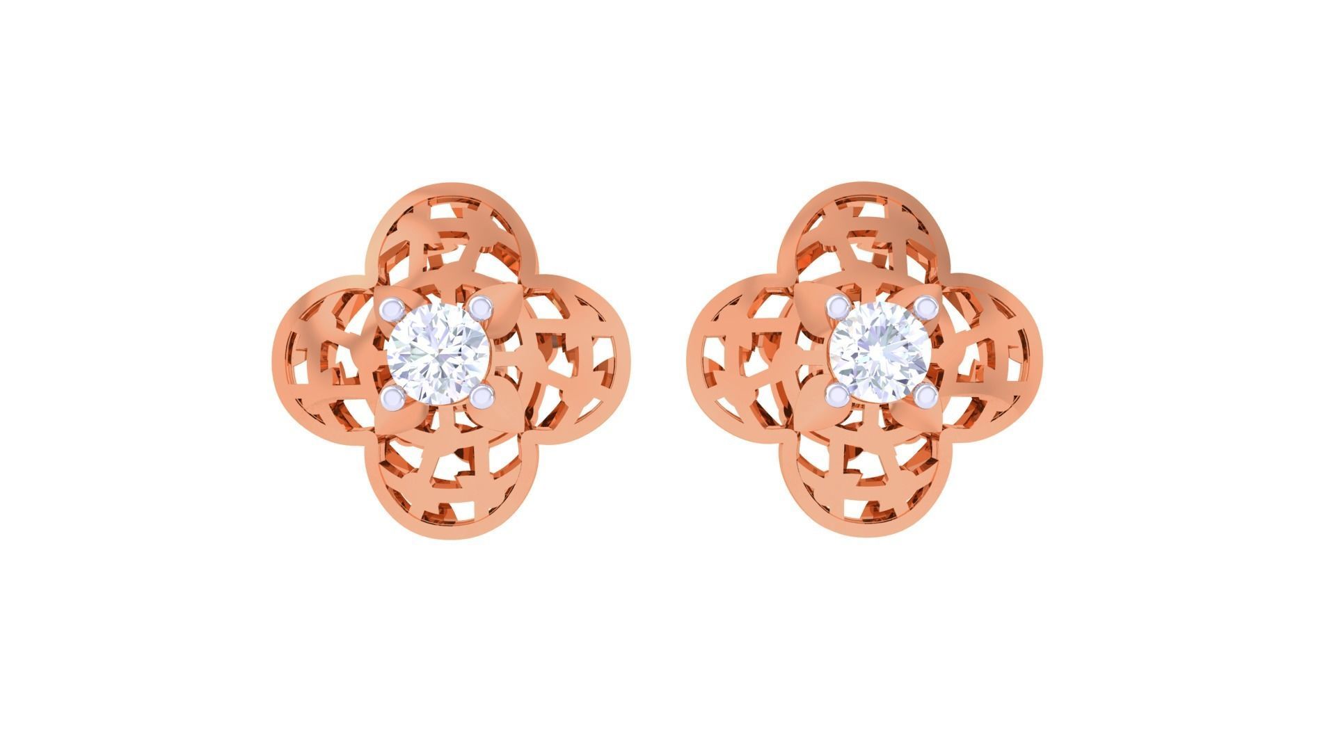 Women solitaire studs mesh Earrings 3dm stl 3mf obj glb gltf mtl 3D print model_8