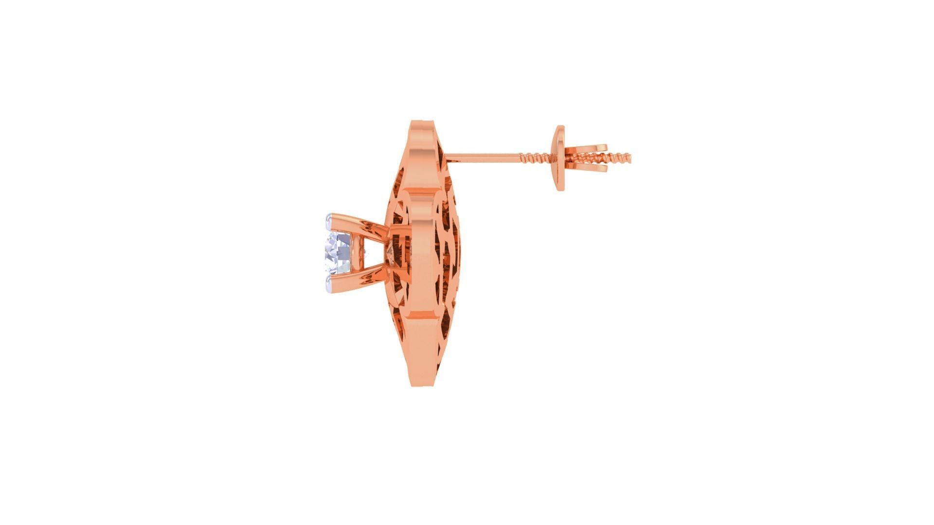 Women solitaire studs mesh Earrings 3dm stl 3mf obj glb gltf mtl 3D print model_10