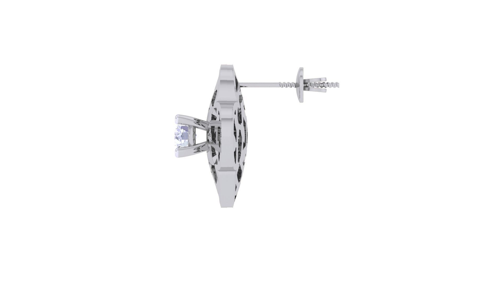 Women solitaire studs mesh Earrings 3dm stl 3mf obj glb gltf mtl 3D print model_11