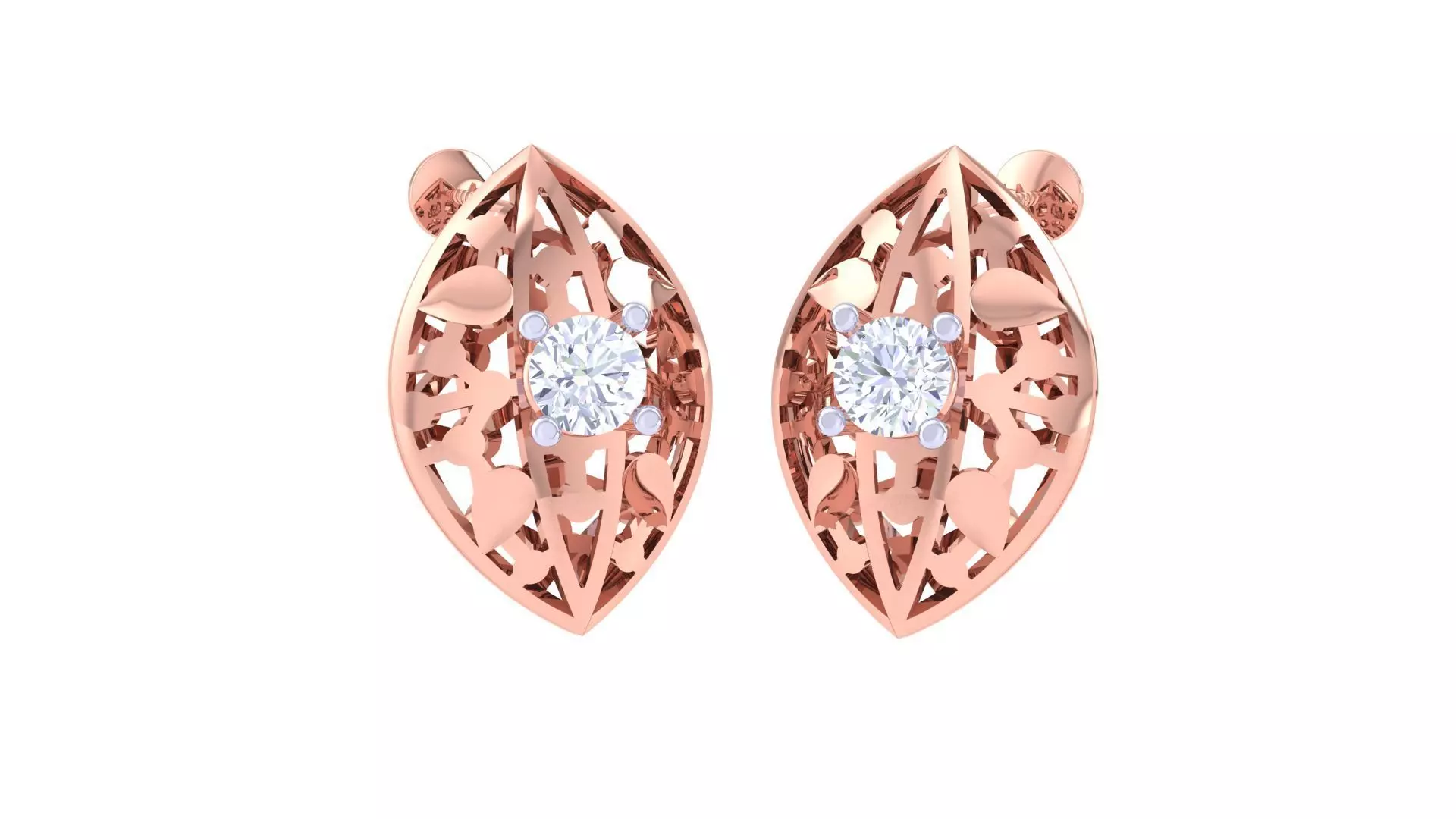 Women solitaire studs mesh Earrings 3dm stl 3mf obj glb gltf mtl 3D print model_0