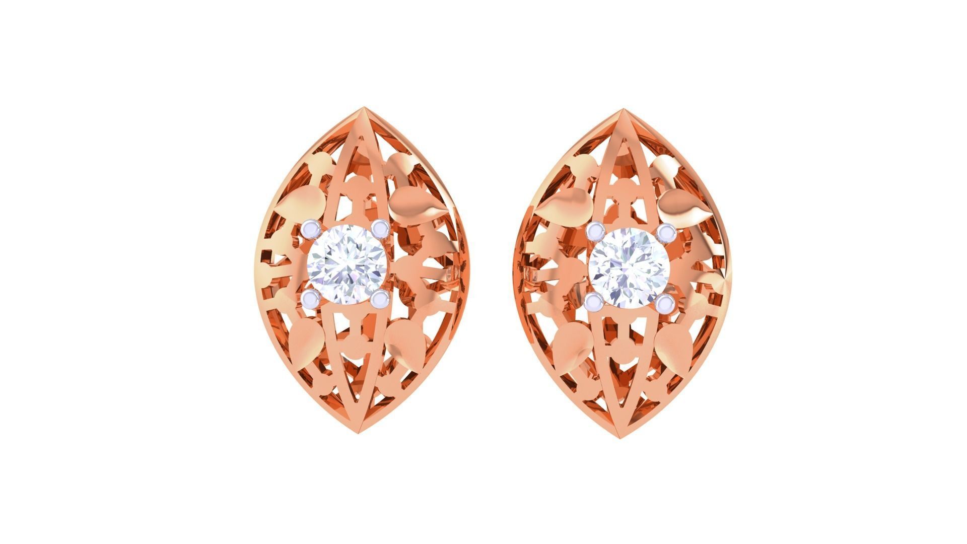 Women solitaire studs mesh Earrings 3dm stl 3mf obj glb gltf mtl 3D print model_8