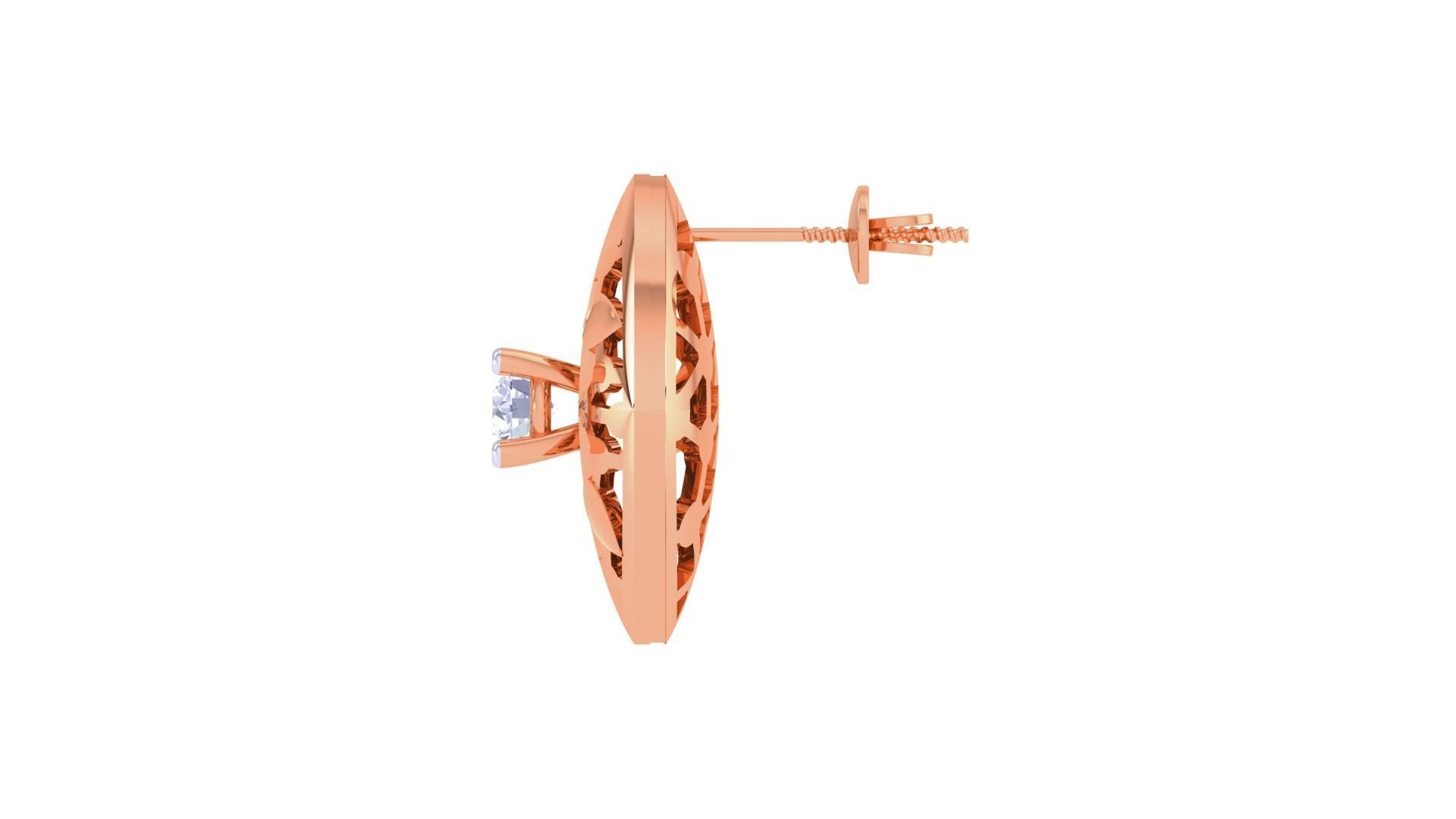 Women solitaire studs mesh Earrings 3dm stl 3mf obj glb gltf mtl 3D print model_10