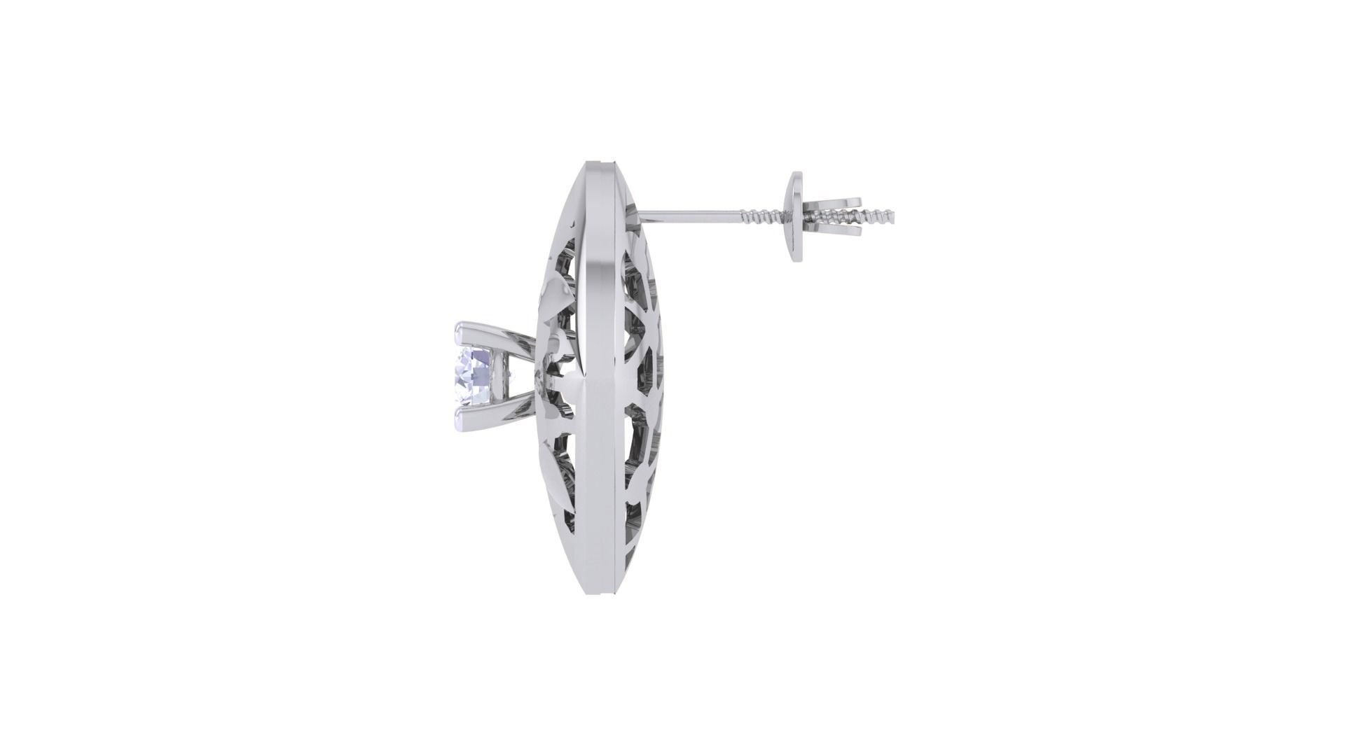 Women solitaire studs mesh Earrings 3dm stl 3mf obj glb gltf mtl 3D print model_12