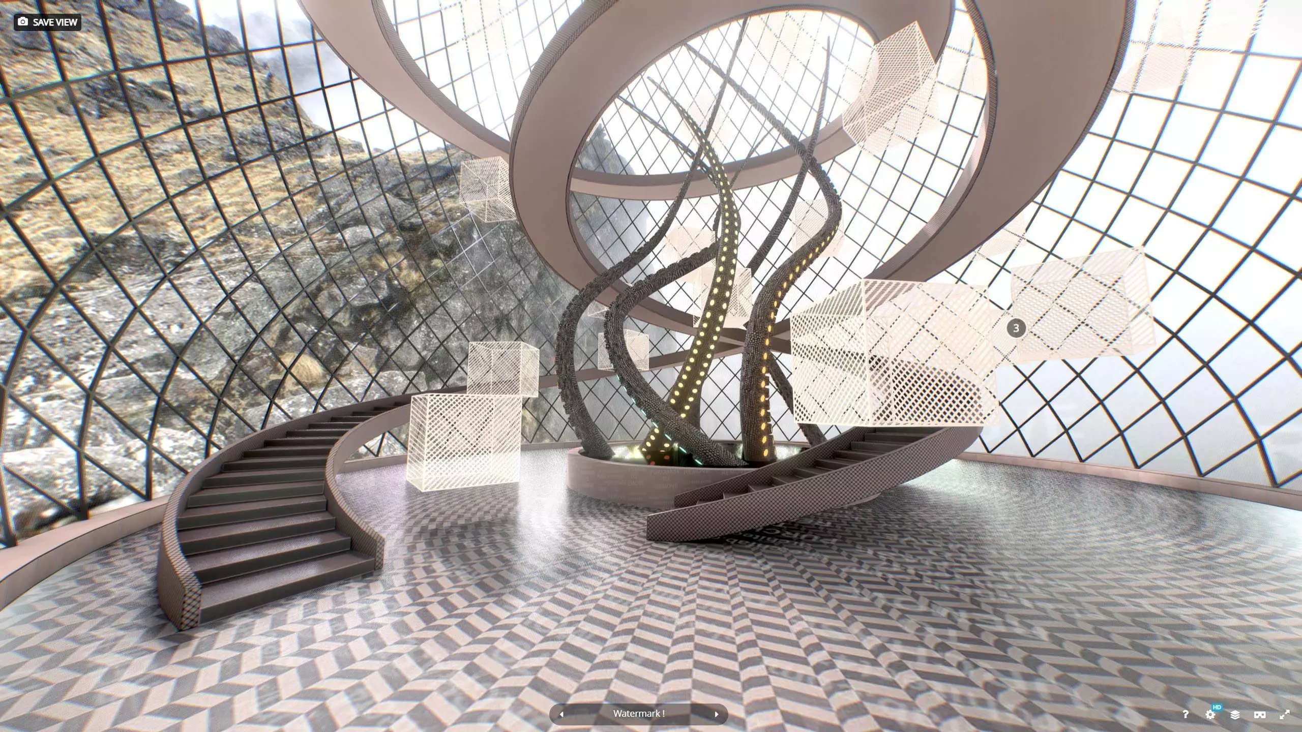 3D model Virtual-Reality ART Gallery Octopus 2023 Low-poly 3D model