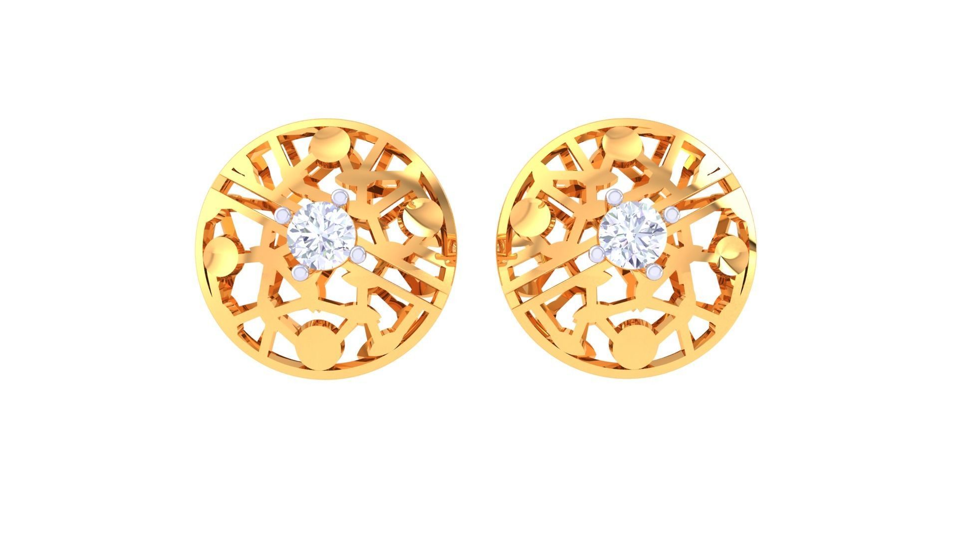 Women solitaire studs mesh Earrings 3dm stl 3mf obj glb gltf mtl 3D print model_7