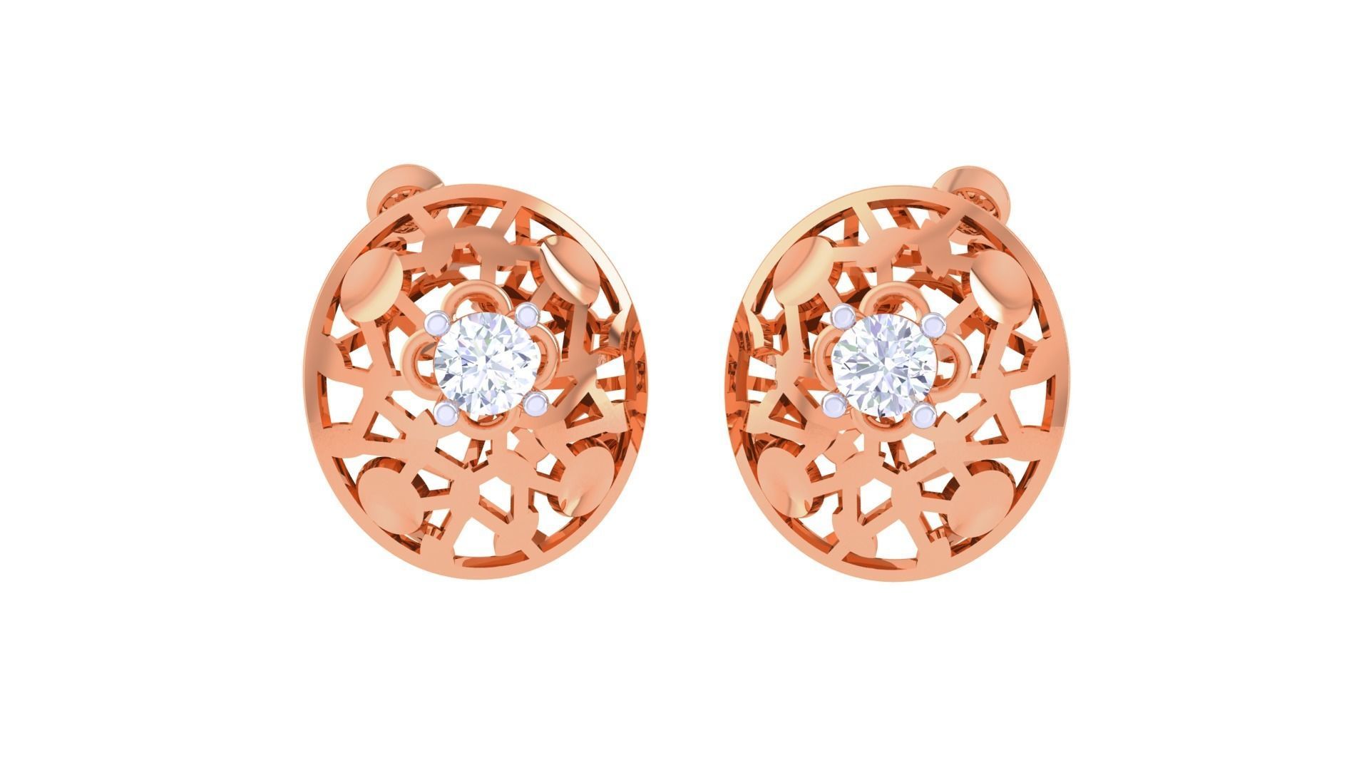 Women solitaire studs mesh Earrings 3dm stl 3mf obj glb gltf mtl 3D print model_4