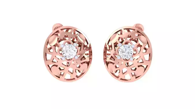 Women solitaire studs mesh Earrings 3dm stl 3mf obj glb gltf mtl 3D print model