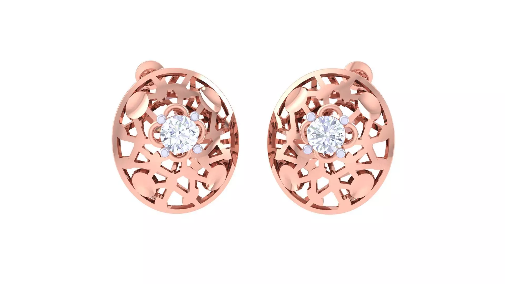 Women solitaire studs mesh Earrings 3dm stl 3mf obj glb gltf mtl 3D print model_0