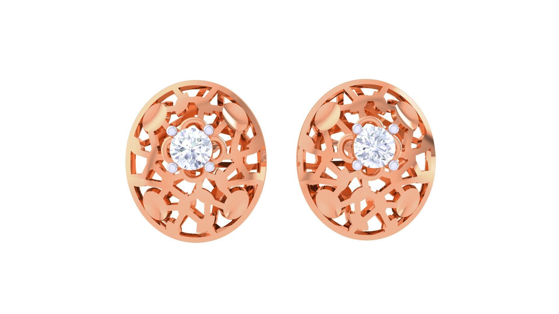 Women solitaire studs mesh Earrings 3dm stl 3mf obj glb gltf mtl 3D print model_8