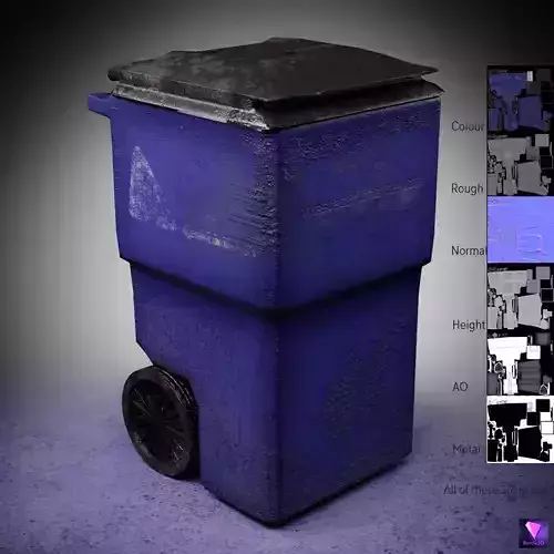 HD game-ready outdoor trash bin Low-poly 3D model