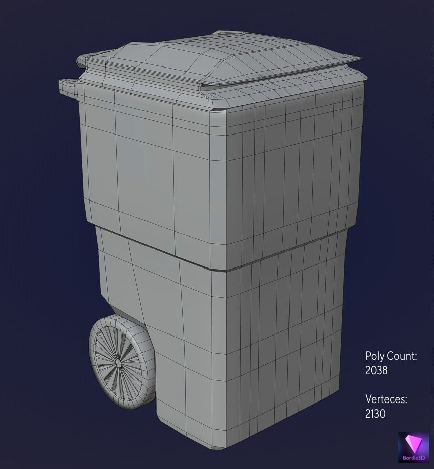 HD game-ready outdoor trash bin Low-poly 3D model_3